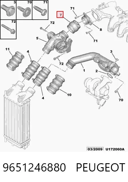 Патрубок интеркулера 9651246880 Peugeot/Citroen