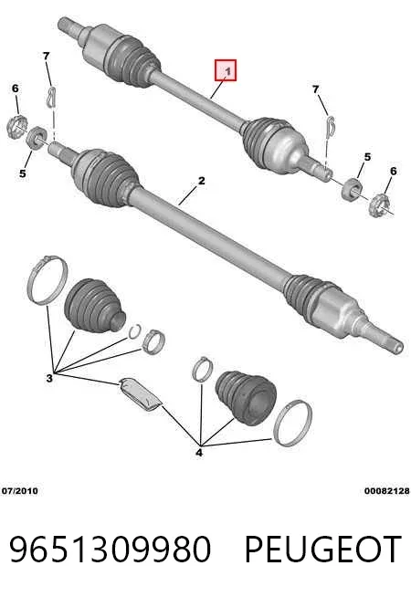 Левая полуось 9651309980 Peugeot/Citroen