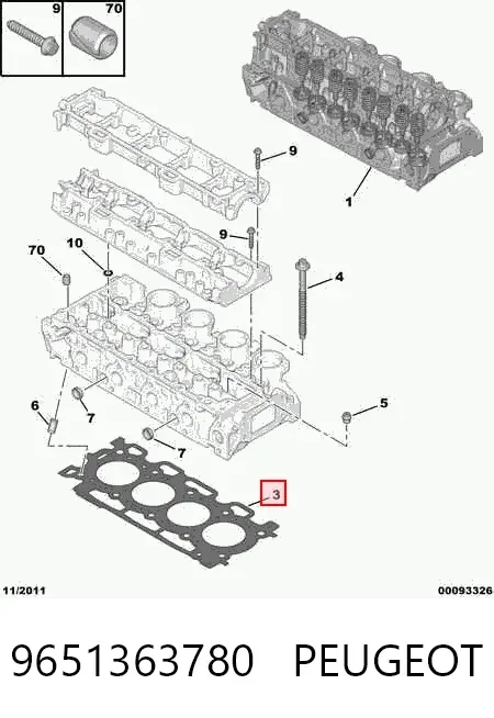 Прокладка ГБЦ 9651363780 Peugeot/Citroen