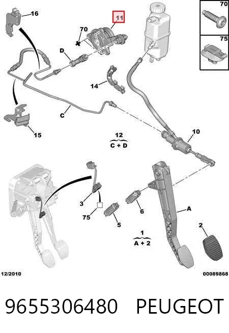 Рабочий цилиндр сцепления в сборе 9655306480 Peugeot/Citroen