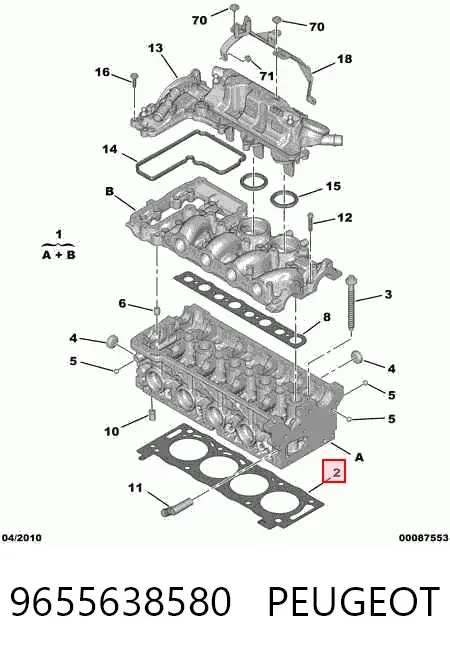 Прокладка ГБЦ 9655638580 Peugeot/Citroen