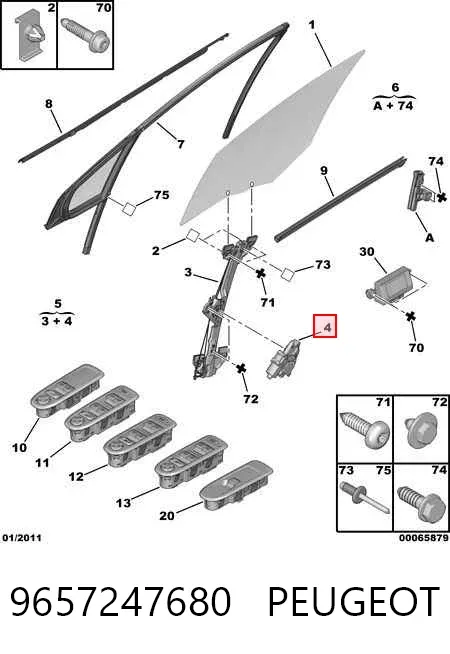 Мотор стеклоподъемника двери передней левой 9657247680 Peugeot/Citroen