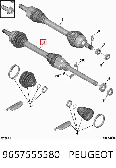 Правая полуось 9657555580 Peugeot/Citroen
