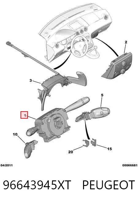 Левый подрулевой переключатель 96643945XT Peugeot/Citroen