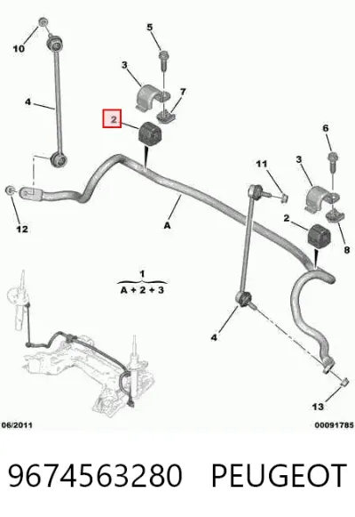 Стабилизатор передний PEUGEOT 9674563280