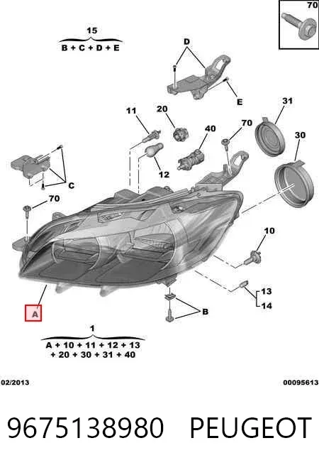 Правая фара 9675138980 Peugeot/Citroen
