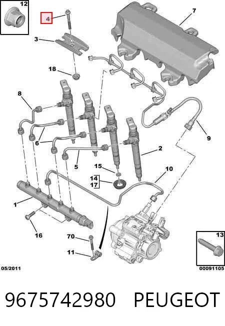 Болт крепления форсунки 9675742980 Peugeot/Citroen