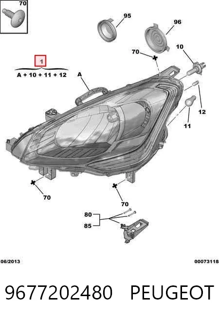 Левая фара 9677202480 Peugeot/Citroen