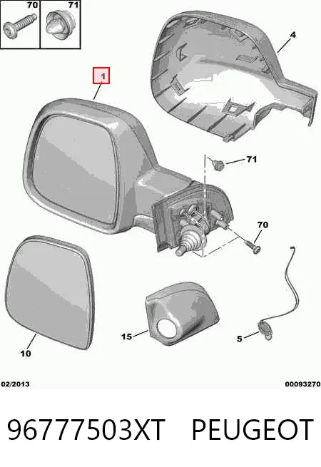 Левое боковое зеркало 96777503XT Peugeot/Citroen