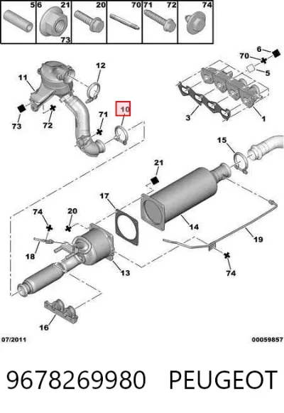 Соединительный хомут выпускного коллектора PEUGEOT 9678269980