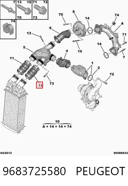 Патрубок интеркулера 9683725580 Peugeot/Citroen
