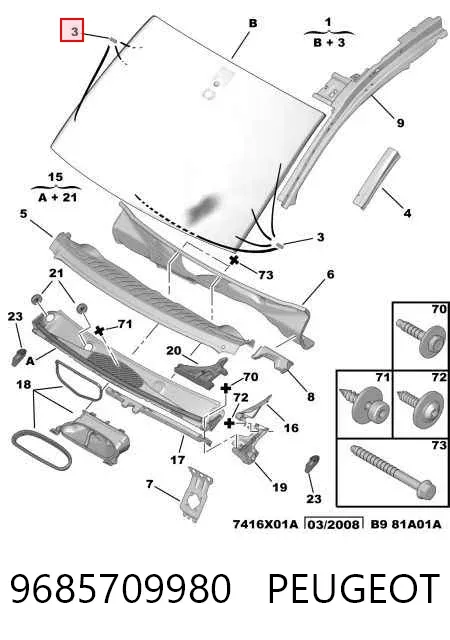 Лобовое стекло 9685709980 Peugeot/Citroen