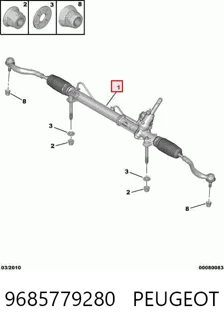 Рулевая рейка 9685779280 Peugeot/Citroen