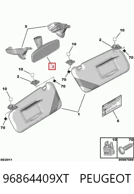 Зеркало заднего вида 96864409XT Peugeot/Citroen