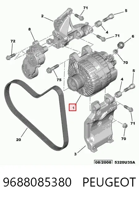 Генератор 9688085380 Peugeot/Citroen