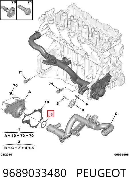Патрубок системы охлаждения 9689033480 Peugeot/Citroen