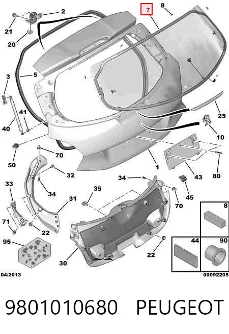 Стекло багажника двери 3/5-й задней (ляды) 9801010680 Peugeot/Citroen
