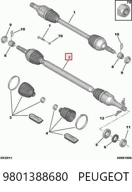 ШРУС наружный передний 9801388680 Peugeot/Citroen