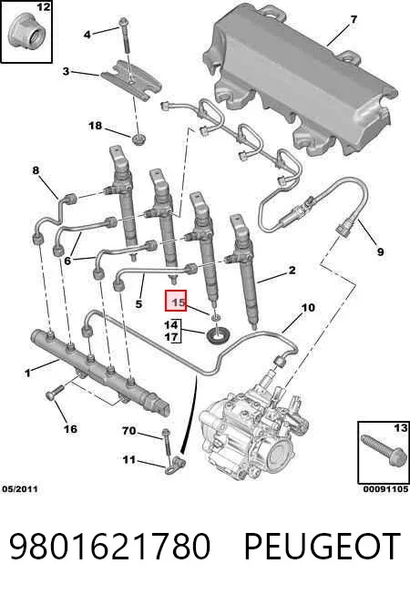 Кольцо форсунки 9801621780 Peugeot/Citroen