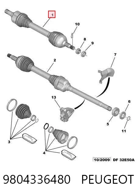 Левая полуось 9804336480 Peugeot/Citroen