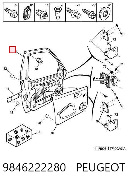 Дверь передняя левая 9846222280 Peugeot/Citroen