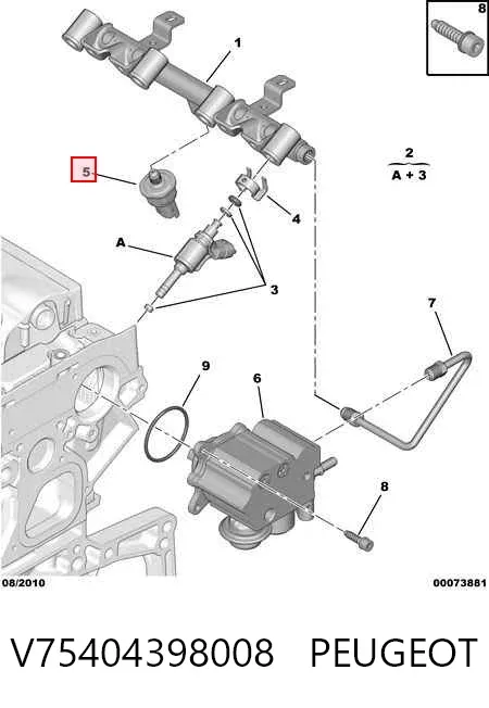 Датчик давления топлива V75404398008 Peugeot/Citroen