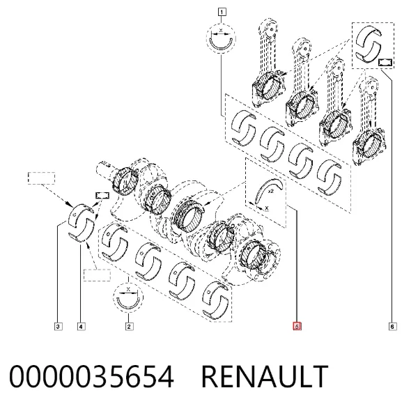 Полукольцо упорное (разбега) коленвала, STD, комплект 0000035654 Renault (RVI)