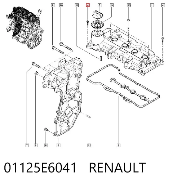 Болт натяжителя цепи ГРМ 01125E6041 Renault (RVI)