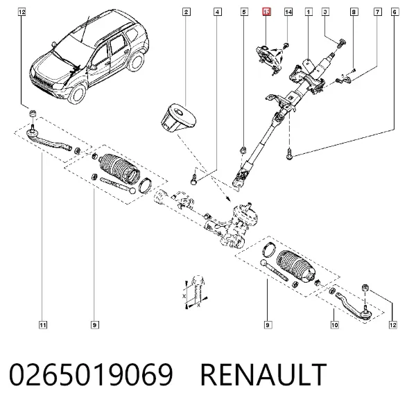 Датчик угла поворота руля 0265019069 Renault (RVI)