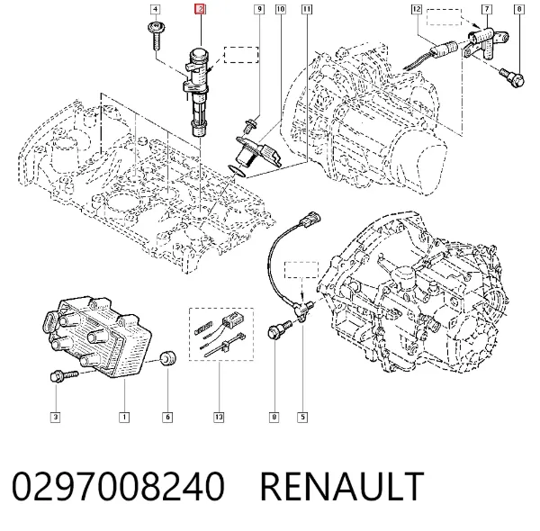 Катушка зажигания 0297008240 Renault (RVI)