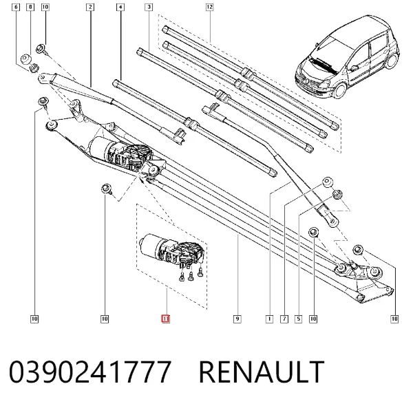 Мотор дворников 0390241777 Renault (RVI)