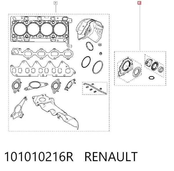 Сальник коленвала двигателя передний+задний 101010216R Renault (RVI)