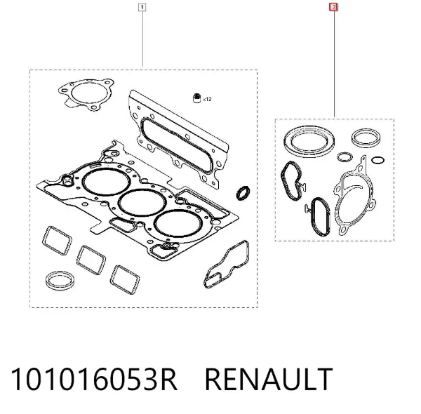 Нижний комплект прокладок двигателя 101016053R Renault (RVI)