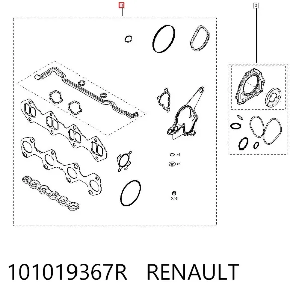 Верхний комплект прокладок двигателя 101019367R Renault (RVI)
