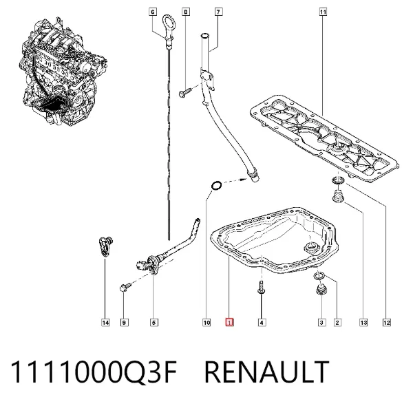 Поддон масляный картера двигателя, нижняя часть 1111000Q3F Renault (RVI)
