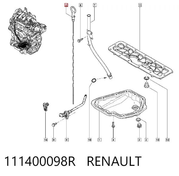 Щуп масляный 111400098R Renault (RVI)
