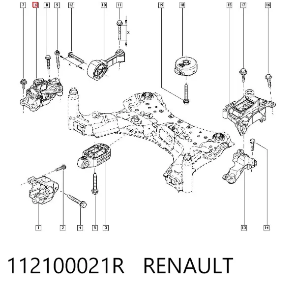 Подушка (опора) двигателя правая нижняя 112100021R Renault (RVI)