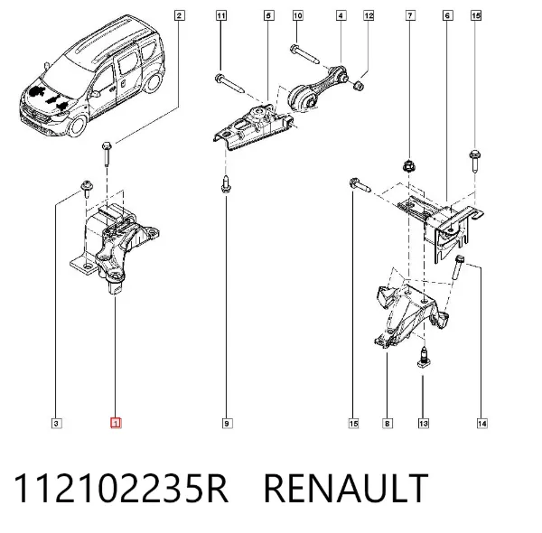 Подушка (опора) двигателя правая передняя 112102235R Renault (RVI)