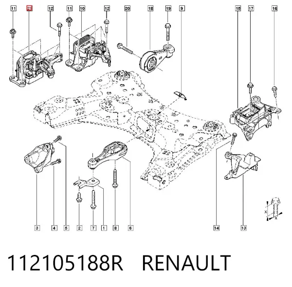 Подушка (опора) двигателя правая передняя 112105188R Renault (RVI)