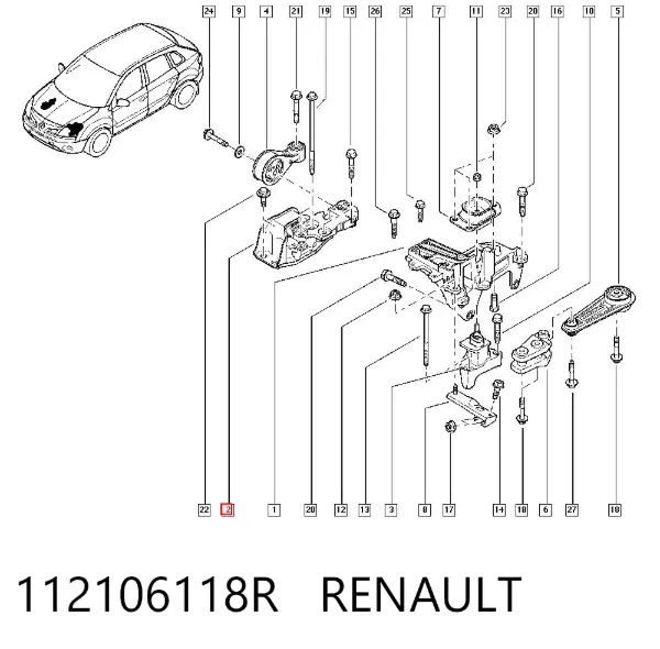 Правая подушка двигателя 112106118R Renault (RVI)