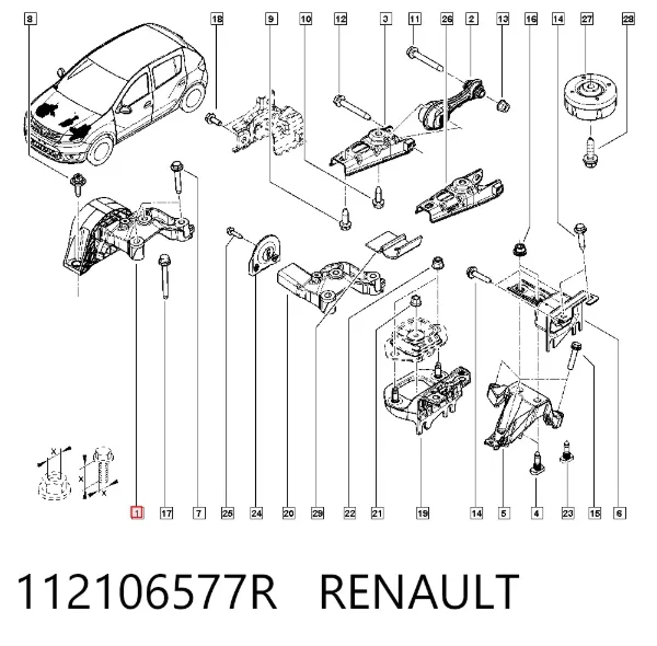 Правая подушка двигателя 112106577R Renault (RVI)