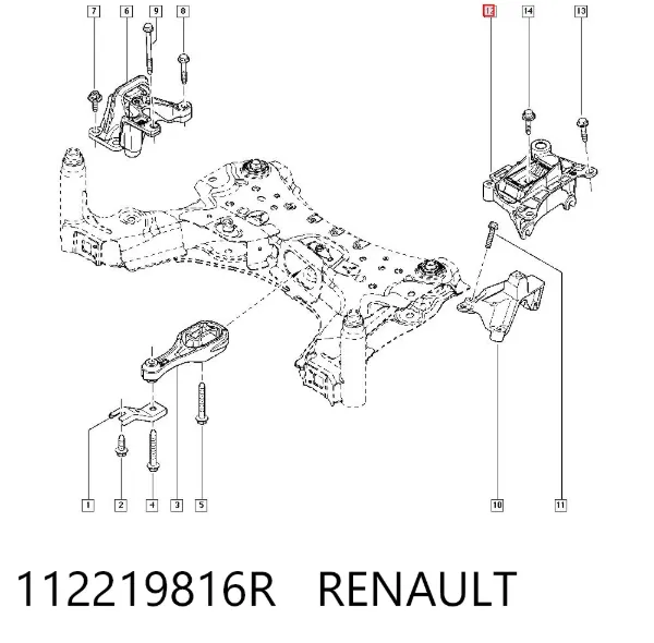 Подушка трансмиссии (опора коробки передач) левая 112219816R Renault (RVI)