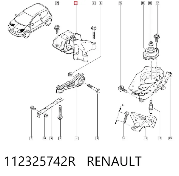 Правая подушка двигателя 112325742R Renault (RVI)