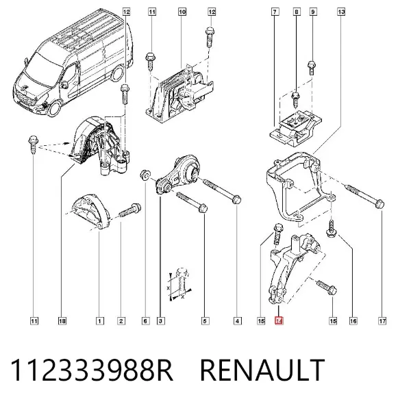 Кронштейн подушки КПП 112333988R Renault (RVI)