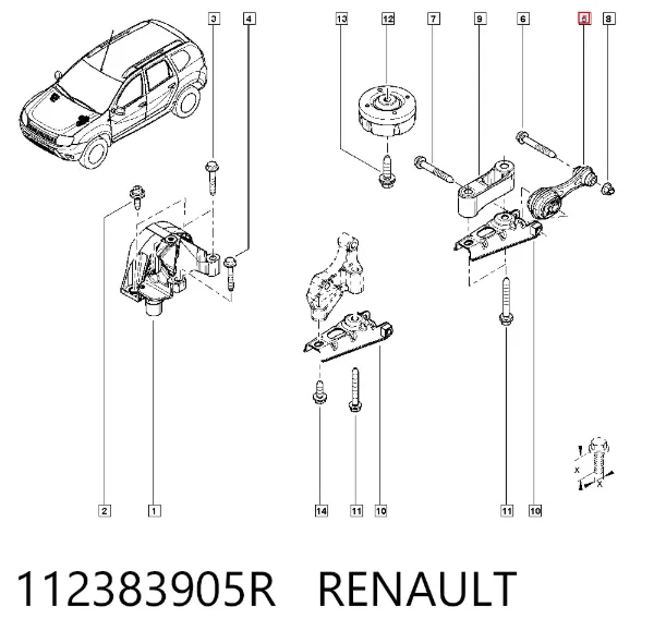 Задняя опора двигателя 112383905R Renault (RVI)