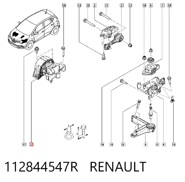 Подушка (опора) двигателя правая передняя 112844547R Renault (RVI)