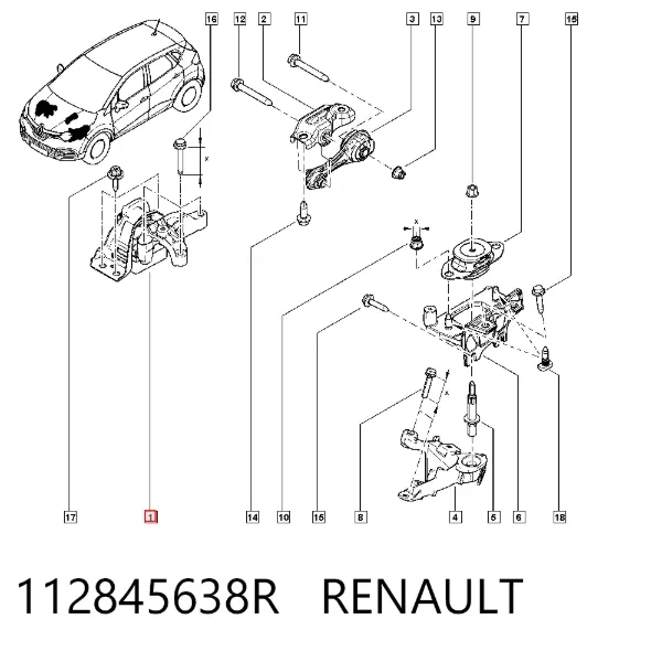 Правая подушка двигателя 112845638R Renault (RVI)