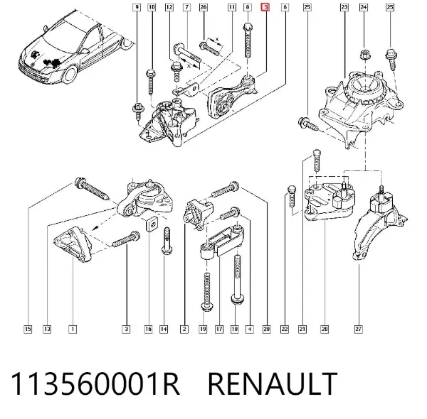 Подушка (опора) двигателя правая верхняя 113560001R Renault (RVI)