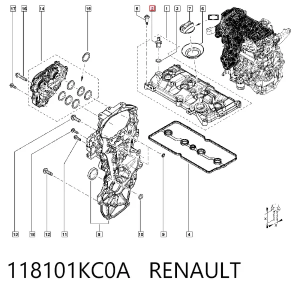 Клапан вентиляции картерных газов 118101KC0A Renault (RVI)