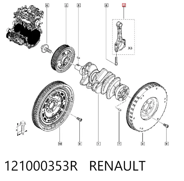 Шатун поршня двигателя 121000353R Renault (RVI)